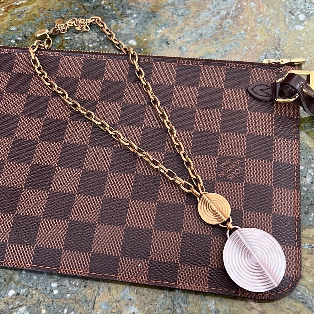 *Baer SF bronze and silver etched necklace with round pendant details